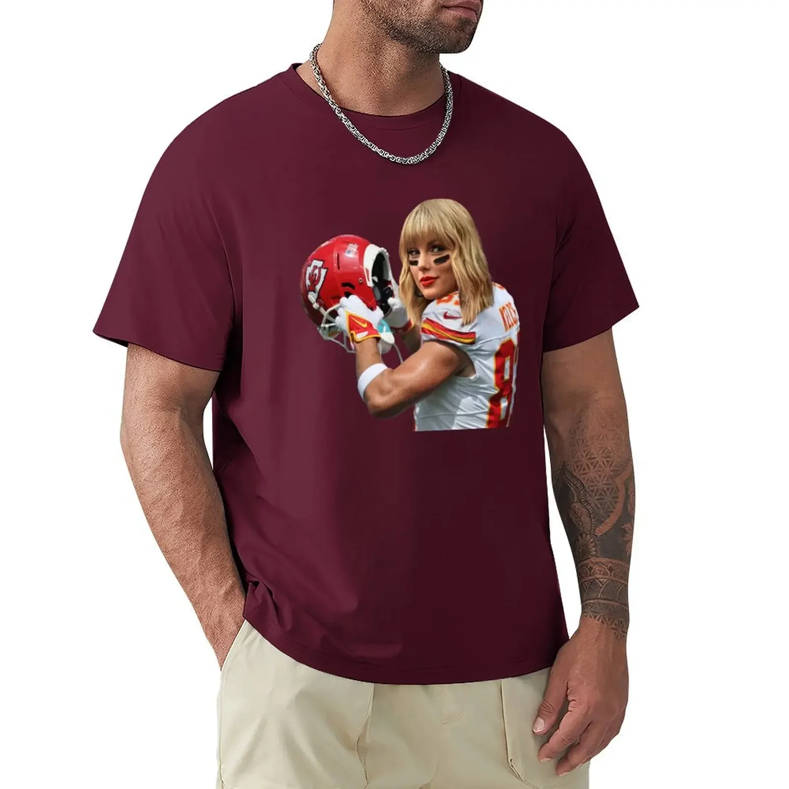 Go Taylor's Boyfriend Kelce x Taylor TShirt customizeds sublime men cotton t shirts new in tops & tees Short Sleeve Round Collar