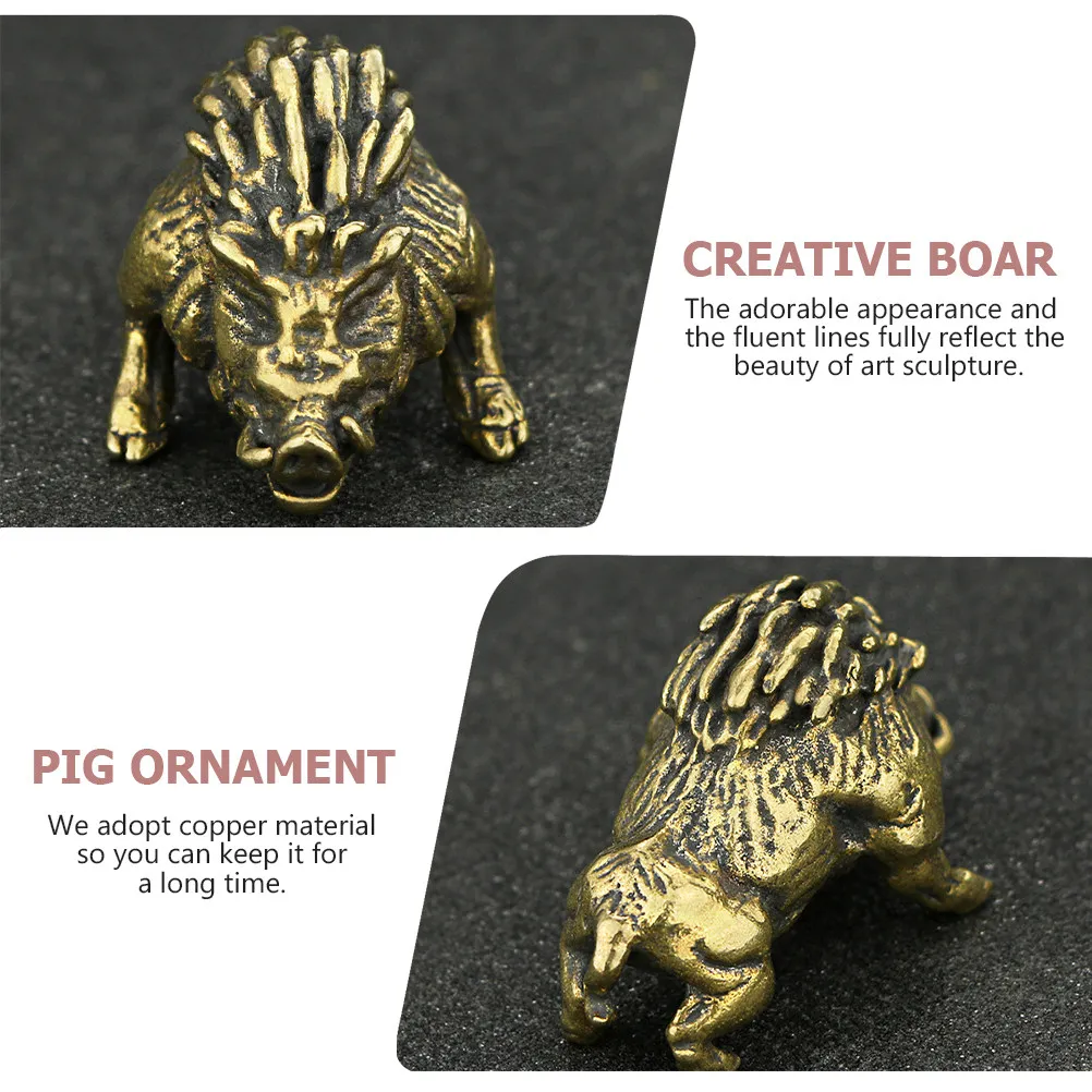 Pure Copper Wild Pig Ornament Handcrafted Sculpture Smooth Rounded Edges Safe Home Office Desktop Decor Creative Animal Shape