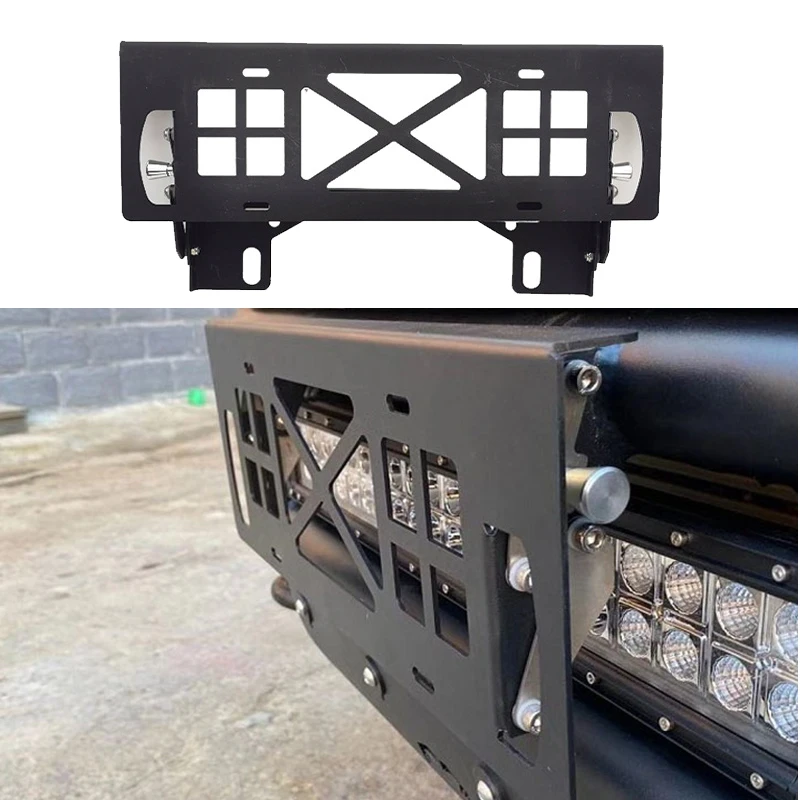 License Plate Holder For Winch Front License Plate Frame License Holder For Jeep Wrangler Prado Truck Off-Road Modification