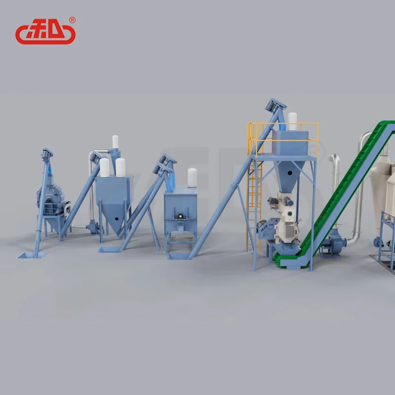 Factory price 1 ton 2 ton horizontal type pellet feed production line for chick farm