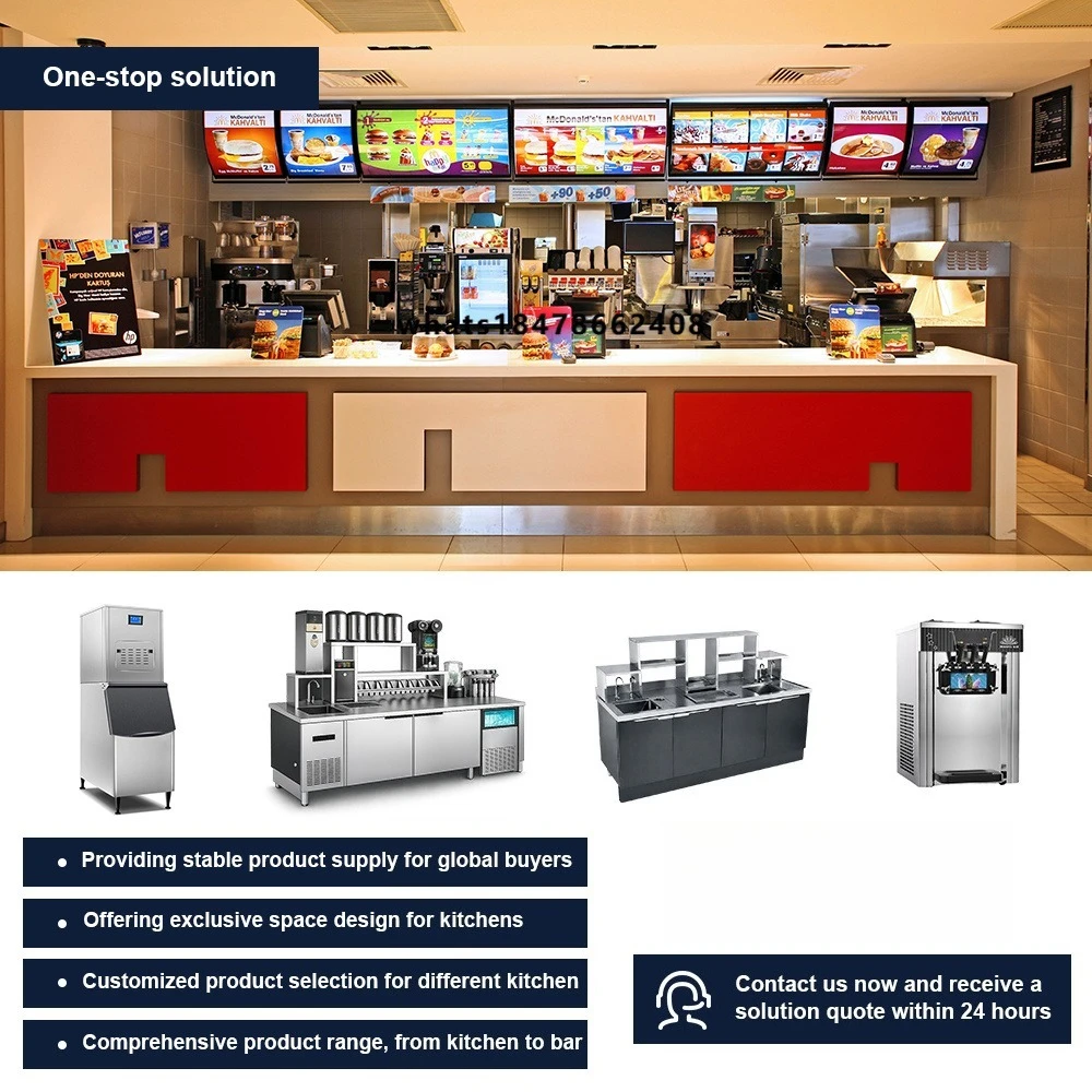 Commercial One-stop Bubble Tea Counter Commercial Kitchen Equipment for Milk Tea and Coffee Shop