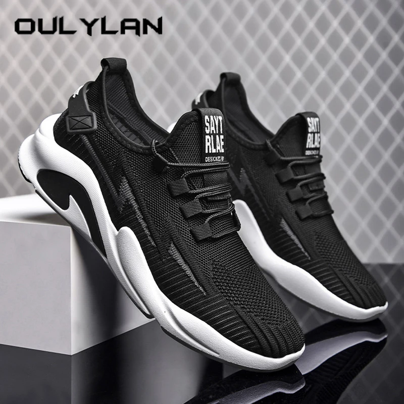 

Oulylan Spring Mesh Breathable Sneakers Casual Lace-up Antiskid Tennis Shoes Lightweight Soft Soled Walking Footwear For Men