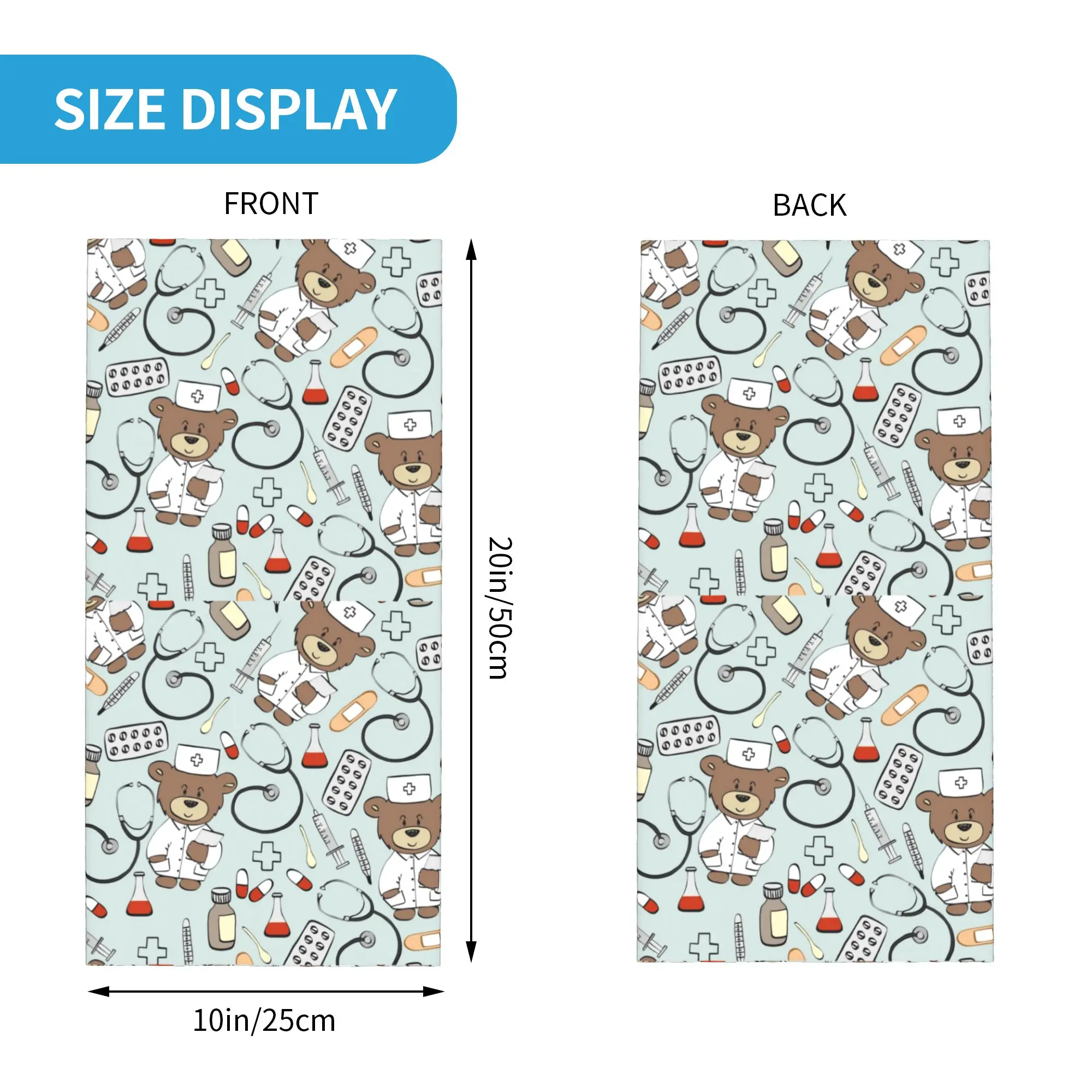 Custom Nurse Pattern with Bear Bandana Neck Warmer Men Women Winter Ski Tube Scarf Gaiter Health Care Nursing Face Cover