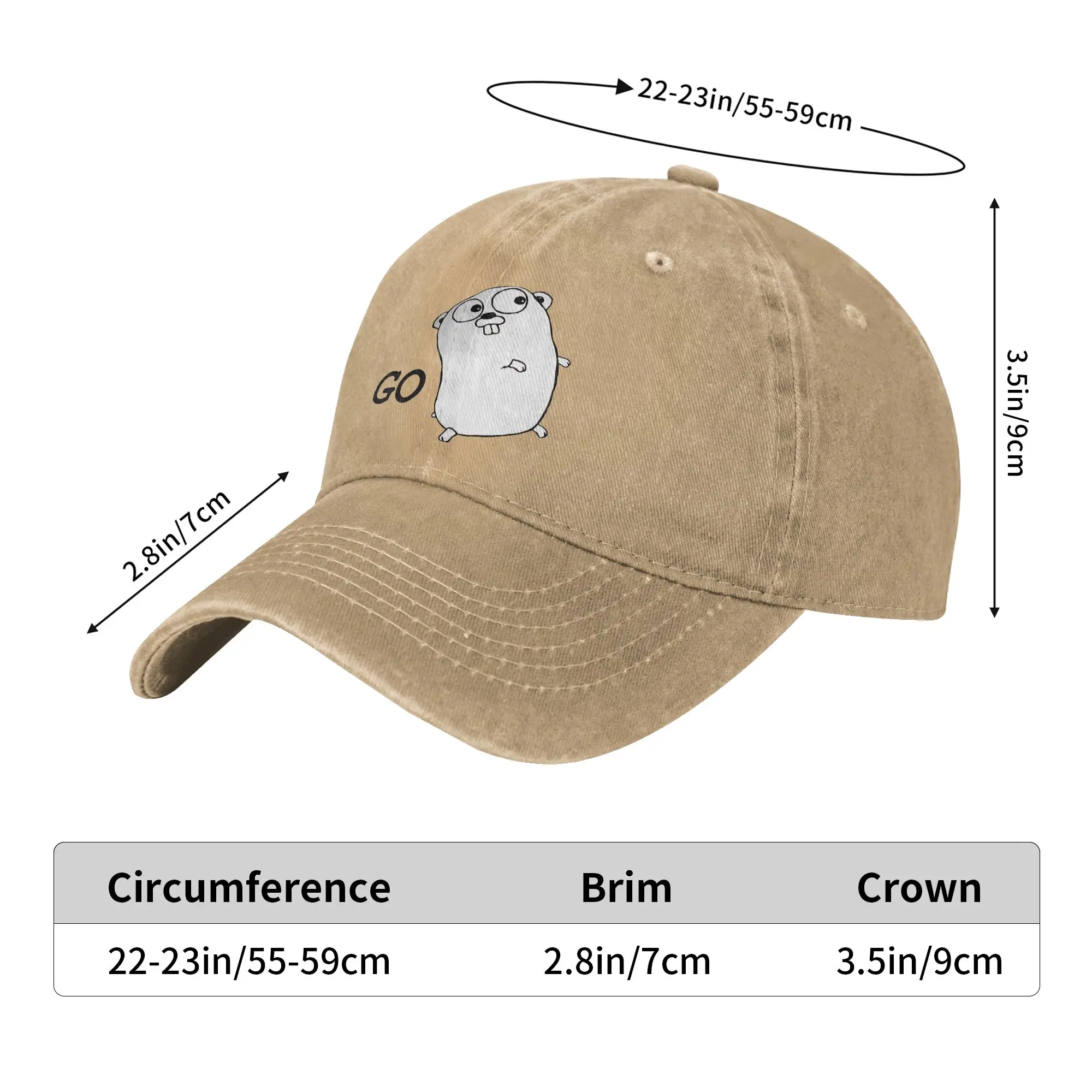 Go GoLang Gopher Language Running  Headwear Baseball Cap Men Women Fashion  Caps Hat Adjustable Trucker Hat