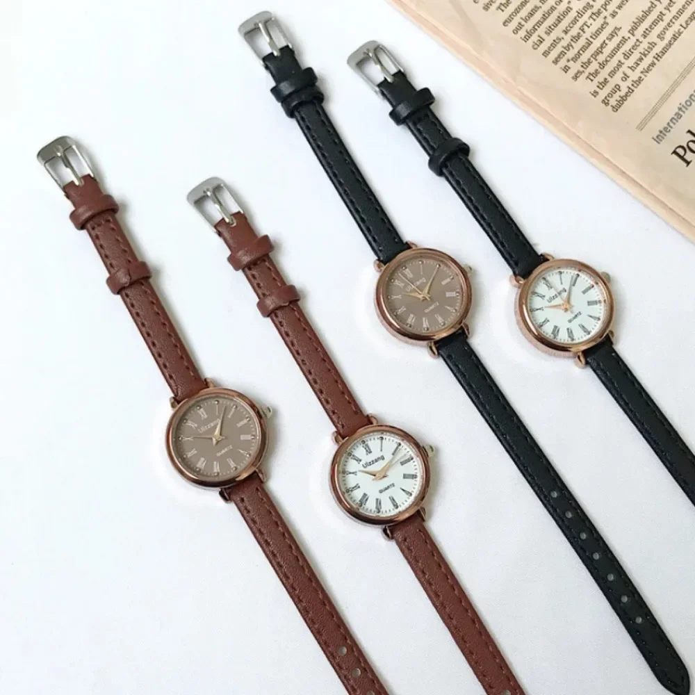 

Retro Brown Women Watches Leather Bracelet Watch Small Delicate with Delicate Temperament Quartz Clock Montre Femme Relogio 시계