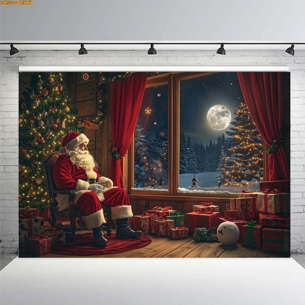 クリスマス写真背景暖炉クリスマスツリーギフトテディベアナヴィダードファミリーパーティーデコレーション背景写真スタジオ