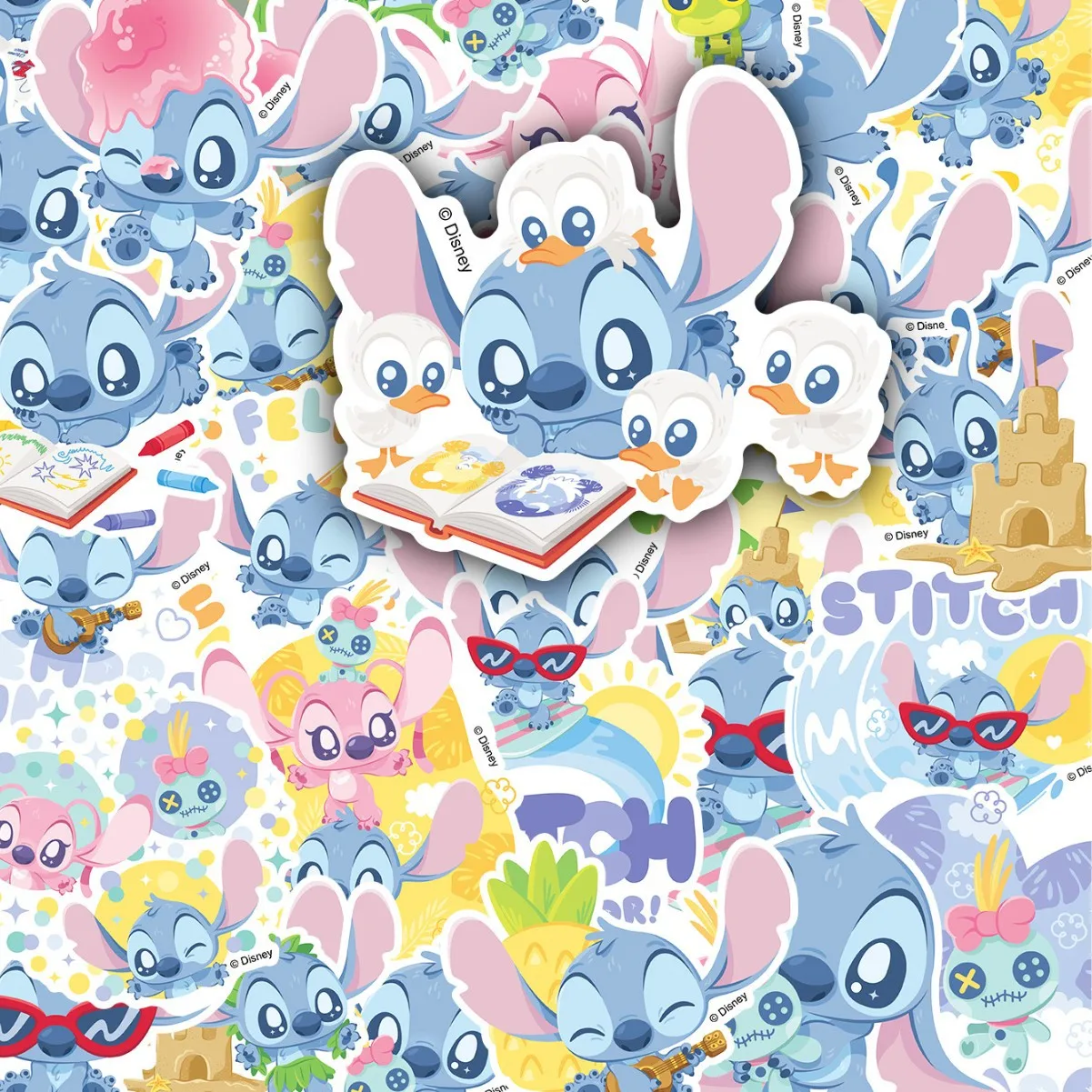 Disney Stitch Kids Stickers Aesthetic Marie Cat Cartoon Sticker DIY Notebook Phone Kawaii Decals Gifts