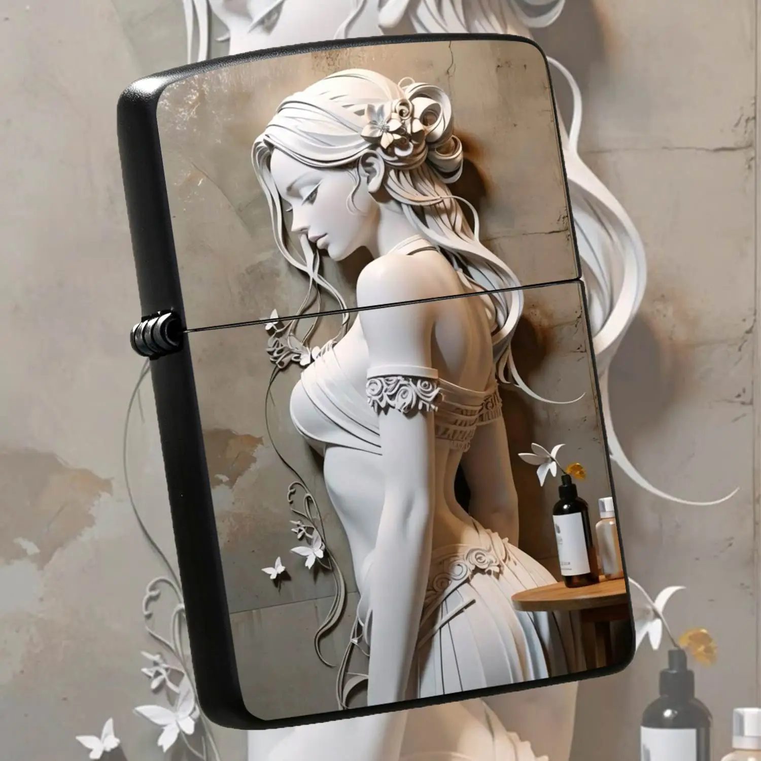 Creative Relief Style Elegant Maiden Art Printed Lighter, Aesthetic Artistic Personal Accessory, Sleek Portable Design For Daily Multi-Scene Usage, Exquisite Practical Nice Gift Choice For Home And Outdoor Scenarios A Humorous And Interesti