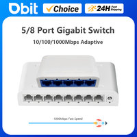 DBIT 10/100/1000Mbps Ethernet Switch 5/8 Ports Desktop Gigabit Network Switch Adapter Fast RJ45 Ethernet Switch Auto MDI/MDIX