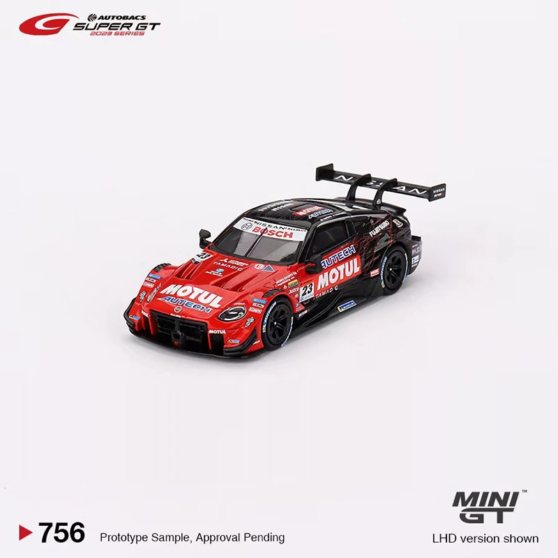 MINIGT 1:64 Zabawkowy model samochodu Ni Z GT500 # 23 "MOTUL AUTECH Z" NISMO 2023 SUPER GT SERIES Kolekcja prezentów