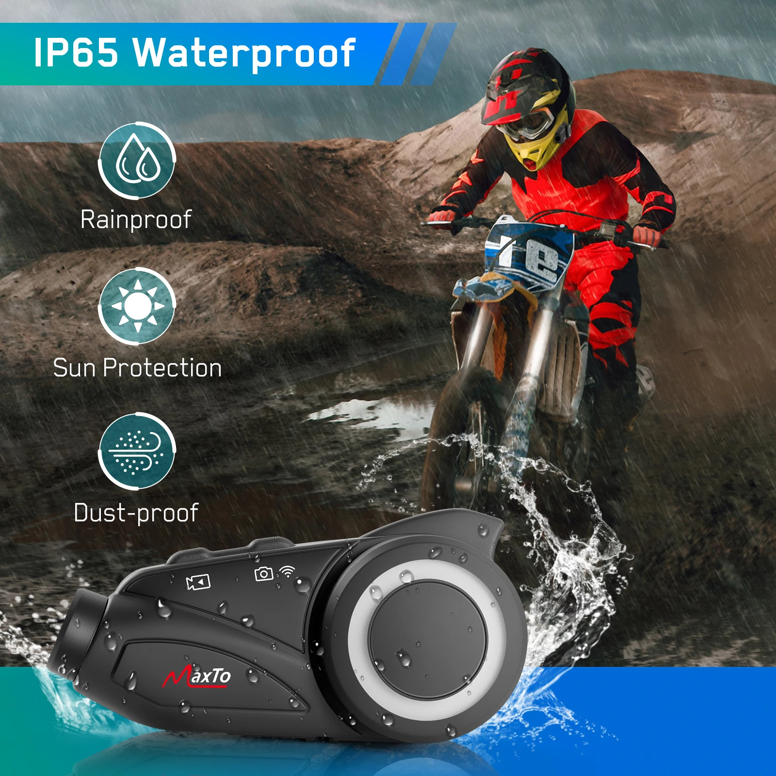 Motorfiets Intercom Helm Headset 1080P Video Wifi Recorder Camera Intercomunicador Maxto M3