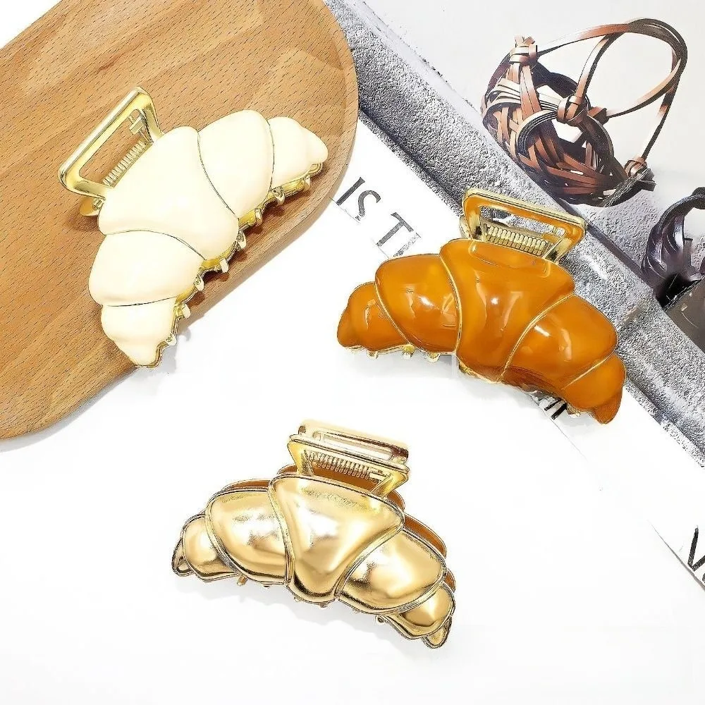 

Fashion Hair Clip Croissant Hair Grab Shark Clip Hairpin Cute Bread Hair Claw Geometry Headwear Metal Shark Clip Female