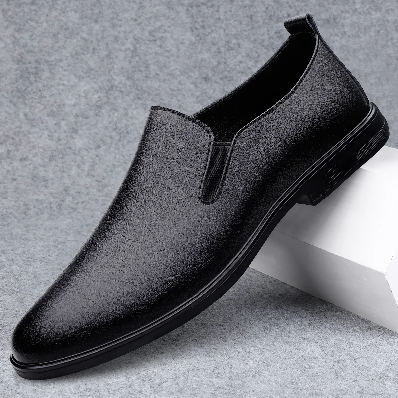 Simple White Soft Soled Comfortable Loafers Men's Black Flat Shoes Summer Hollow Breathable Cowhide Casual Leather Shoes for men