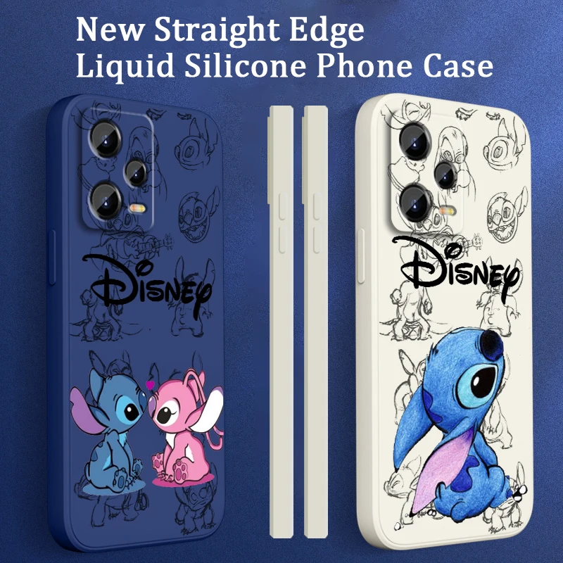 

Disney Stitch Blue Cute Liquid Left Rope For Xiaomi Redmi Note 13 12 12S 12R 11 11T 11S 10 10S Pro Plus 5G TPU Phone Case