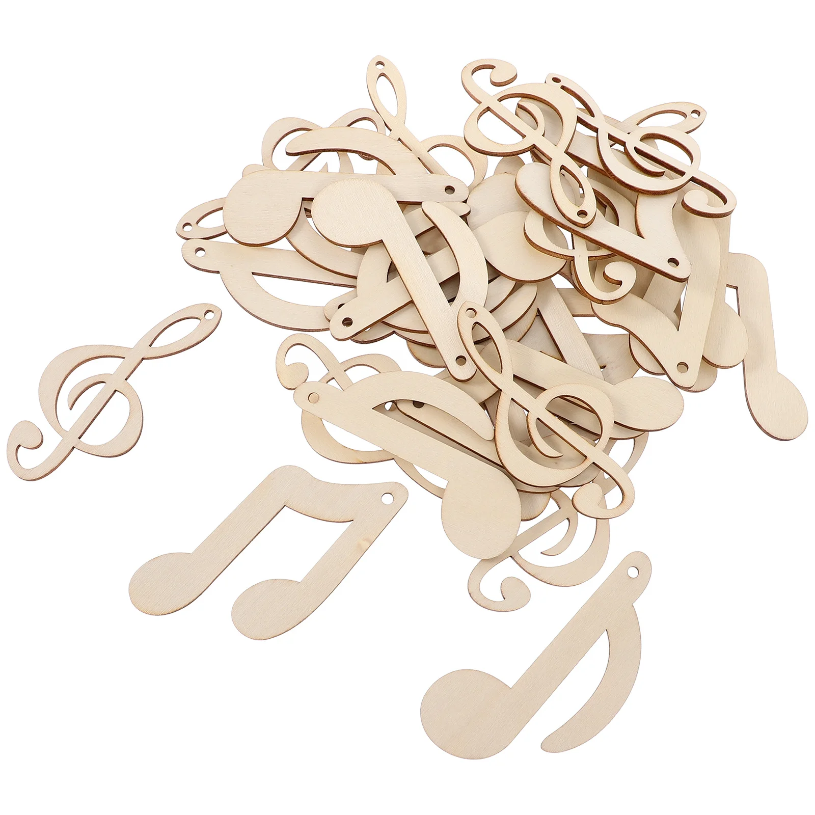 30 قطعة ملاحظة الموسيقى فارغة شرائح الخشب لم تنته الطبيعية Diy بها بنفسك الحرفية القواطع للمشروعات المدرسية الحلي اليدوية الخشبية #4