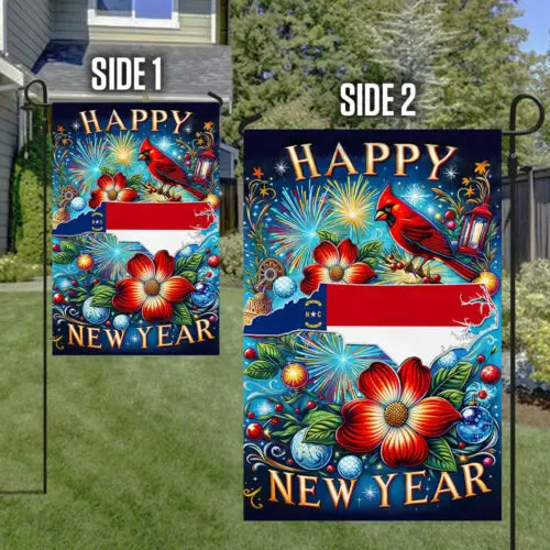 North Carolina Happy New Year Flag Garden Flag