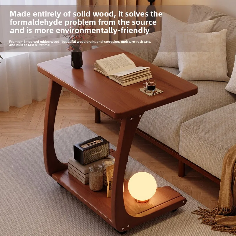 Log Style Living Room Side Table Bedroom Student Writing Computer Desk Simple Movable Sofa Side Table