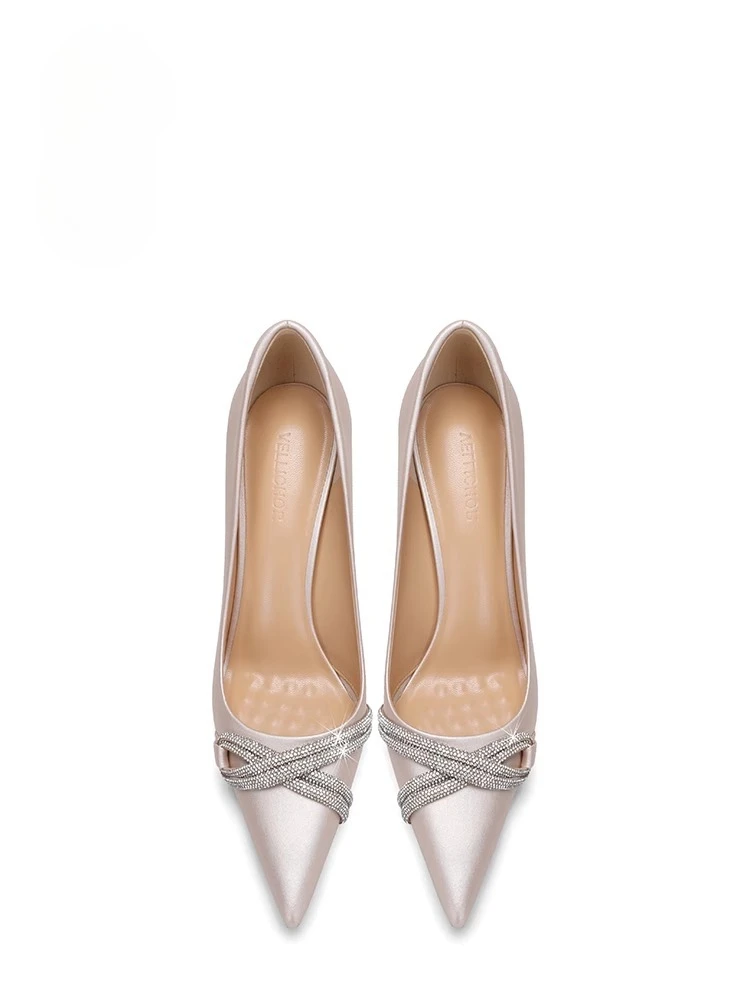 

2025 Spring and Autumn New Women's High Heels, Pointed Thin Heels Rhinestone Trend Fashion Women's Shoes