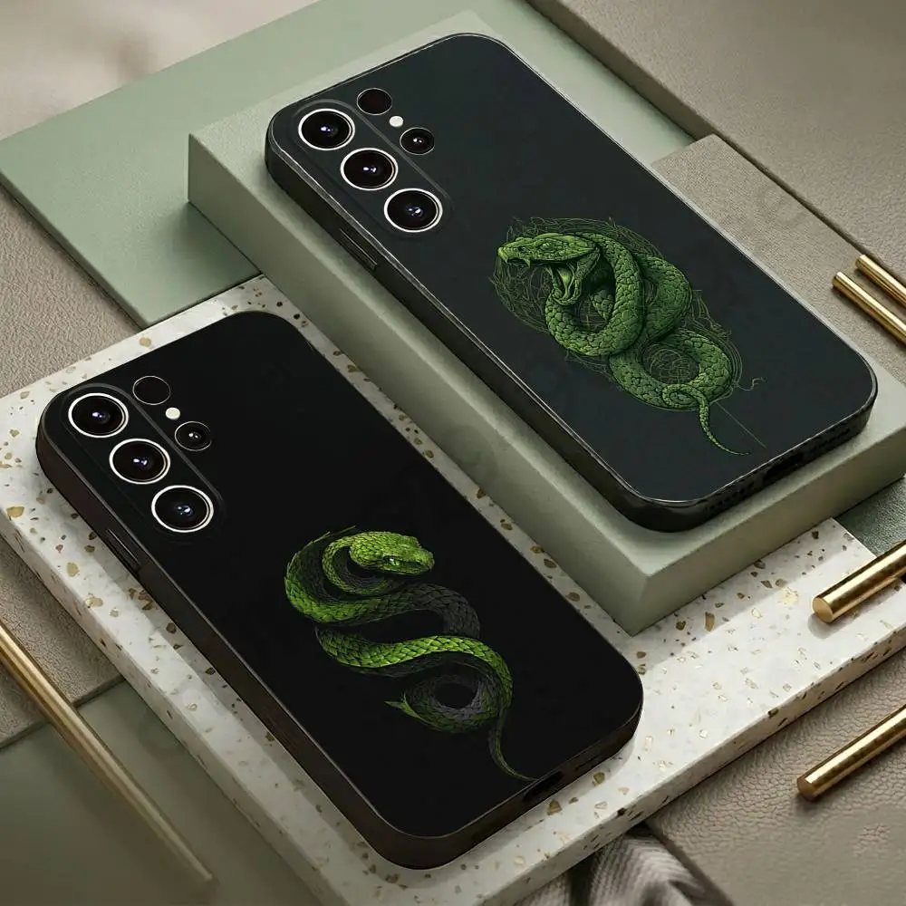 

Fashion snake Phone Case For Samsung S20,21,22,23,24,25,26 Ultra,Plus,Black Soft Cover