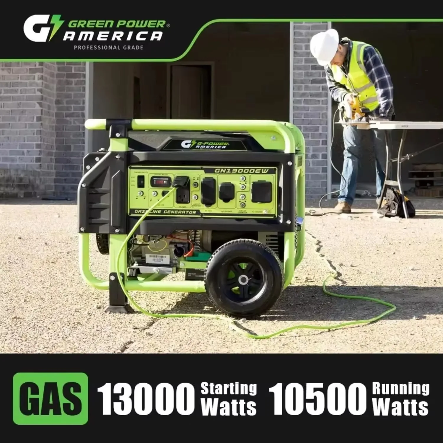 Portable Generator 13000 Watt,Gasoline Powered,Recoil/Electric Start, 12V-8.3A Charging Outlets, Home Back Up & RV Ready