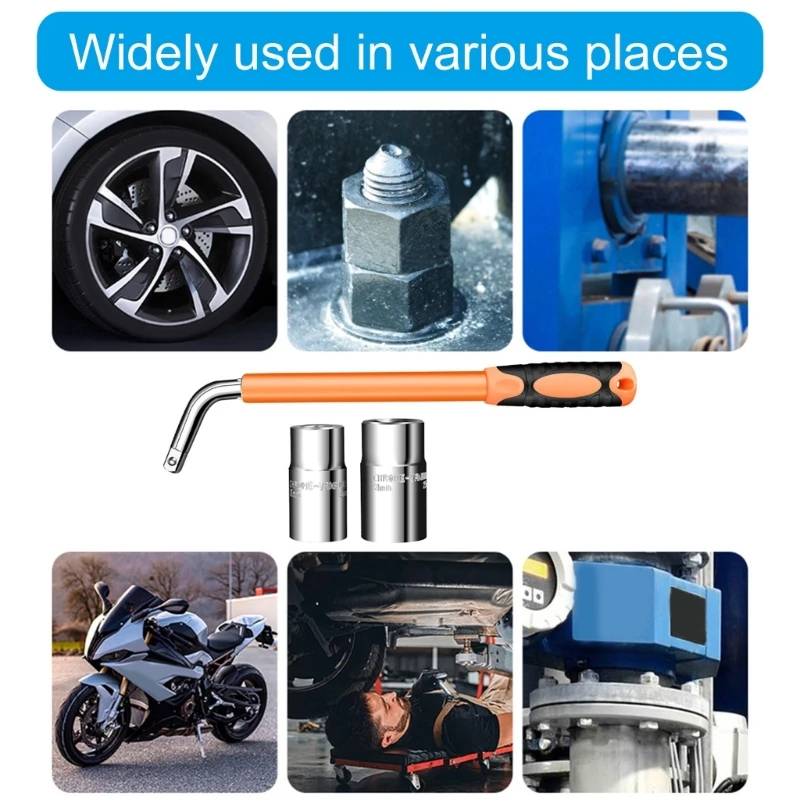 Wheel Telescoping Lugs Wrench Set with Rubber Handle, Comfortable Grip, Includes 17mm to 23mm Socket for Auto Maintenance