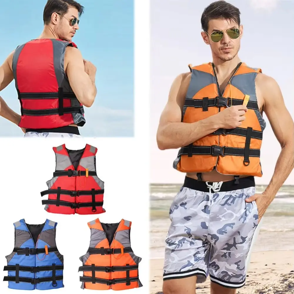 

Safety Straps Adults Life Jacket Easily Adjustable Waterproof Water Sport Vest with Survival Whistle Lightweight