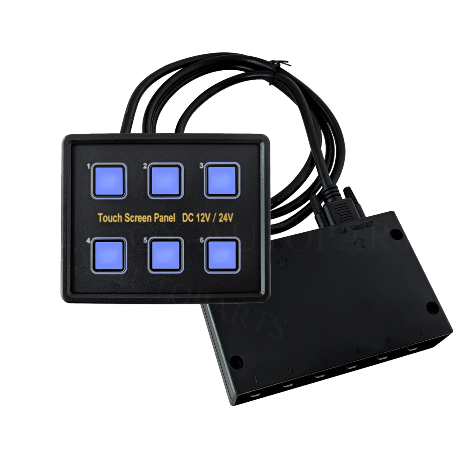 

12V/24V Touch Screen Switch Panel 6 Gang Blue LED Push Switc Circuit Control Panel Box for Car Marine Yacht Caravan Switch Panel