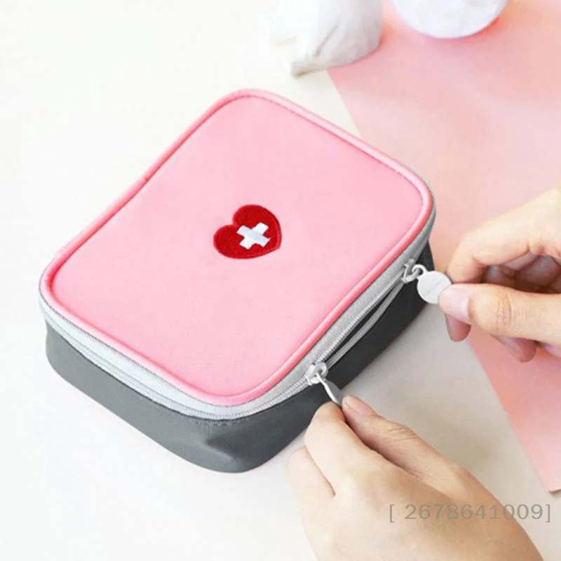 Cute Heart Pattern Korean Style First Aid Bag Mini Emergency Kit Travel Medicine Pouch for Daily Carry & Outdoor〔YY33〕