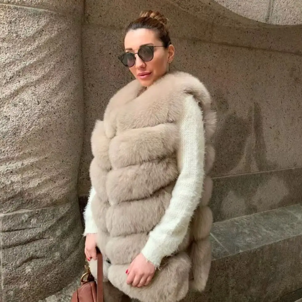 MISSJANEFUR Real Fur Vest Women Fashion Luxury 2022 Winter Plush Fox Fur Gilet Waistcoat Custom xxxxxl