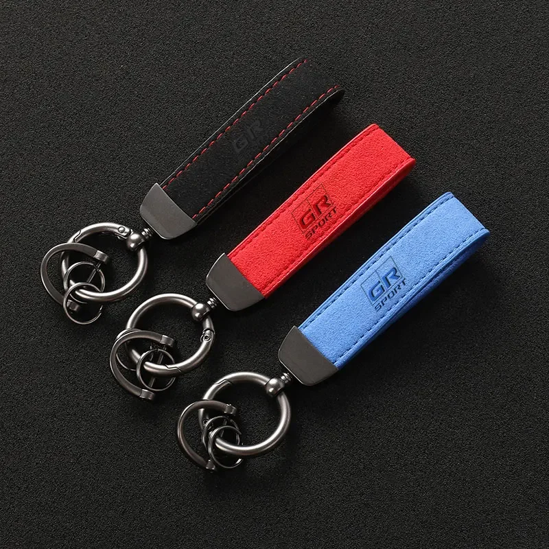 

Suede Leather Car Keychain Business Gift with Logo Keyring Accessories for Toyota GR Yaris CH R RAV4 Corolla Revo Hilux Keychain