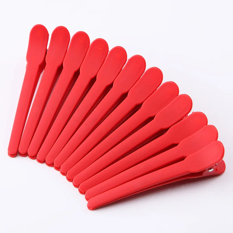 12pcs Duck Mmouth Multicolor Hair Bang Plastic Positioning Clip for Hairdressing Salon Baber Cutting Use