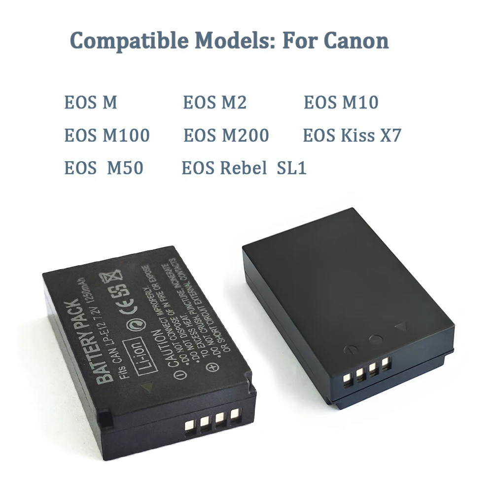 LP-E12 E12 LPE12 Bateria do lustrzanek cyfrowych Canon EOS M M2 M10 M50 M100 M200 EOS Kiss X7 EOS Rebel SL1