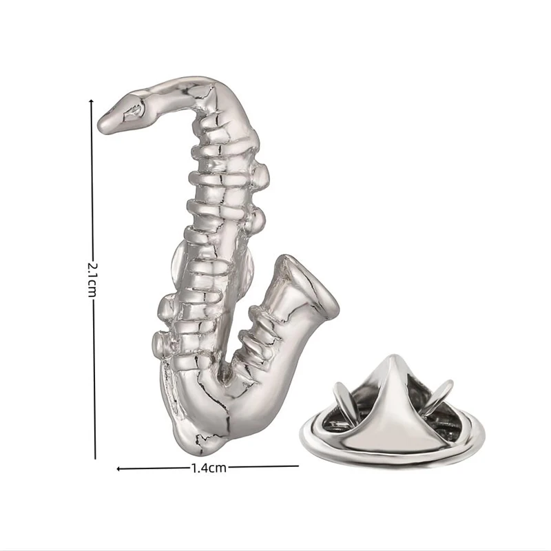 Copper material music equipment saxophone brooch fashionable men's suit coat lapel pin women's backpack hat badge image 6