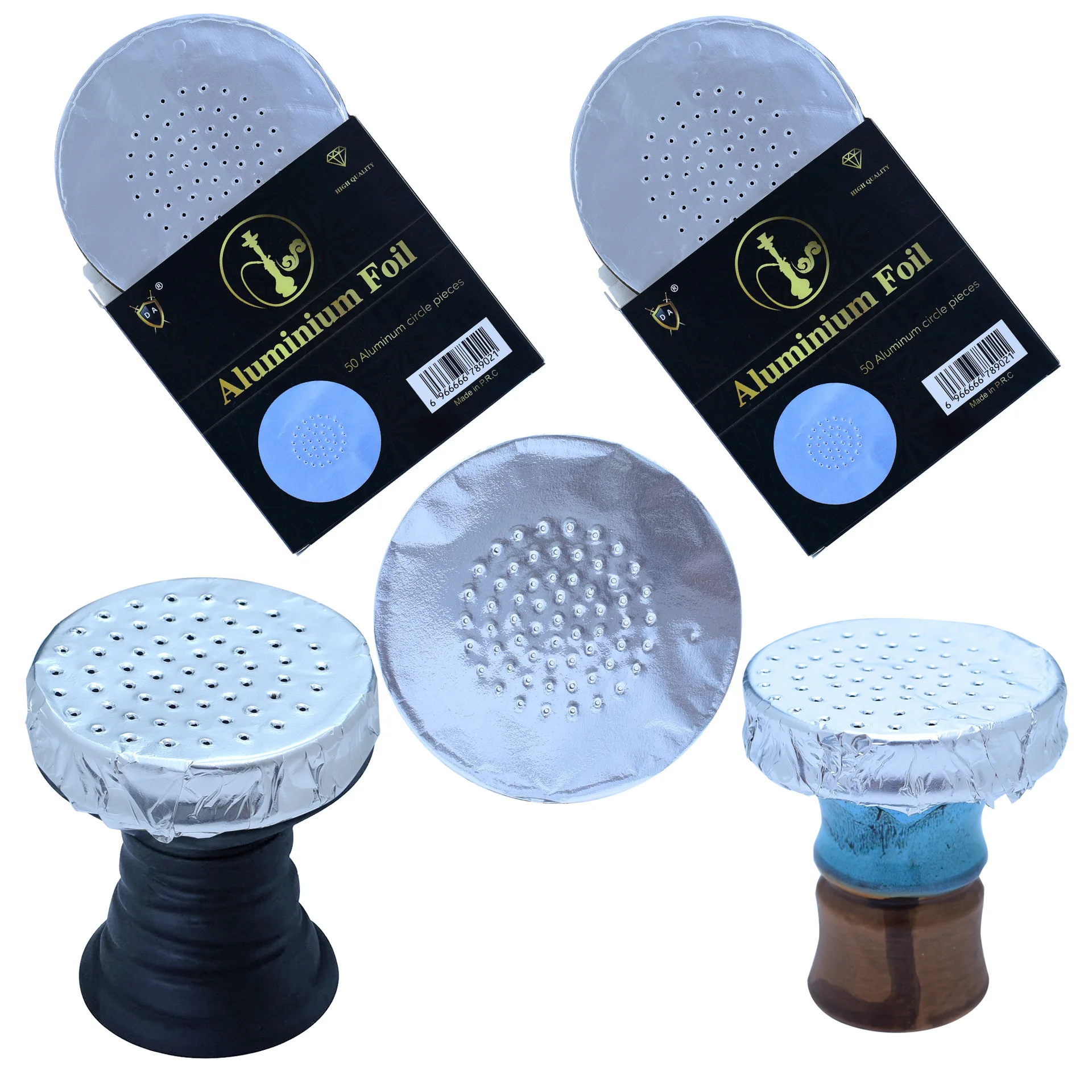 DEJAYA Hookah Foil Hookah Foil 0.02mm 0.03mm Cachimba Narguile Chicha Pipa for Shisha Pipe Bowl Moking Accessories 50Pcs