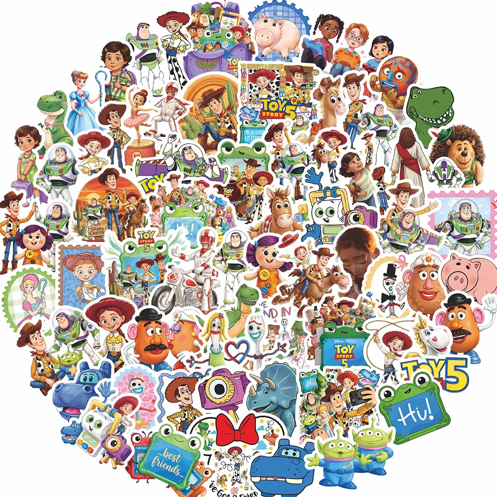 10/50/100pcs Disney Toy Story 5 Anime Movie Stickers Cute Cartoon Buzz Lightyear Jessie Sticker Stationery Phone Laptop Decals