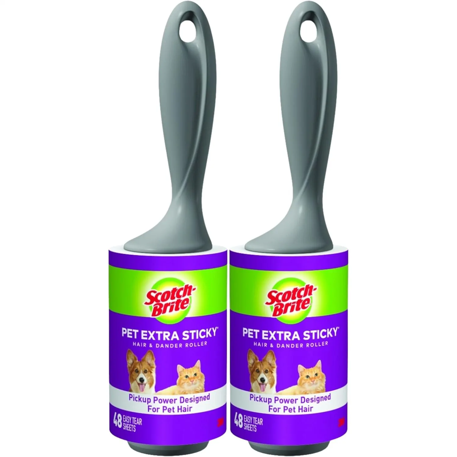 Extra Sticky Lint Roller for Pet Hair, Fur & Fluff Remover for Clothes, Couches, Dog Beds & Car Seats, 4 in x 22.5 ft, 2 Pack