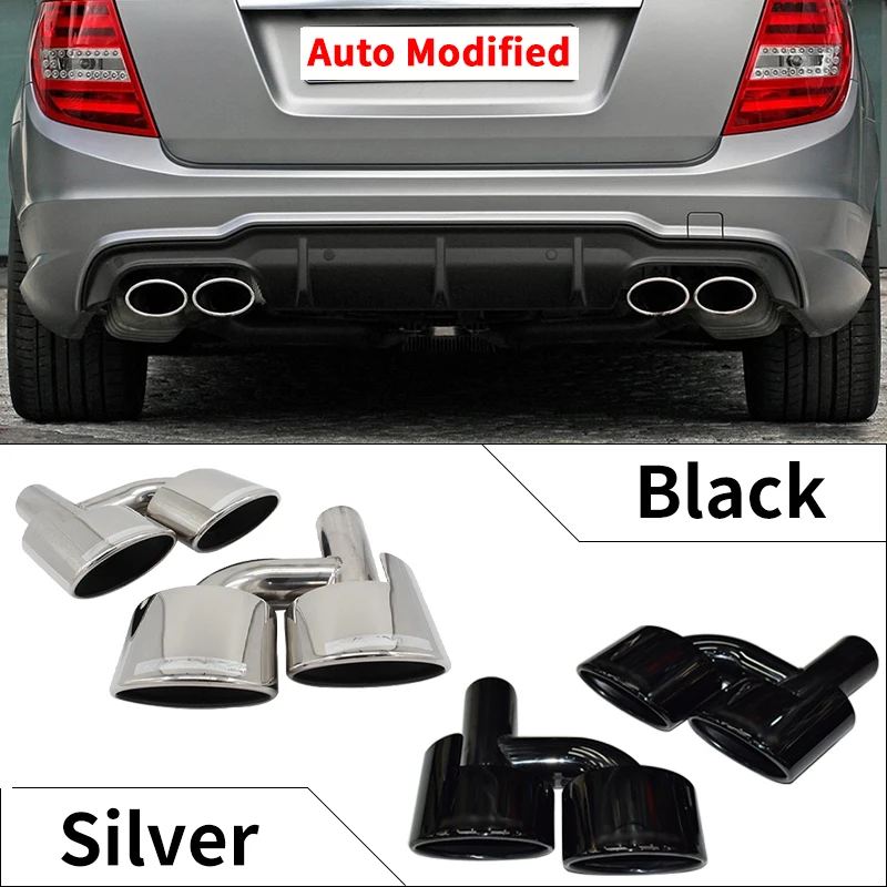 For Mercedes-Benz C-Class E-Class S-Class Muffler Tail Pipe Upgrade Four Outlet Of C63 AMG R Welded Oval Exhaust Tip