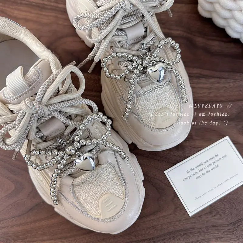 Silver Beaded Bow Sneaker Charms Handmade Tassel Sweet for Spring Summer Girls Premium Sparkly Versatile Shoe Clips for DIY