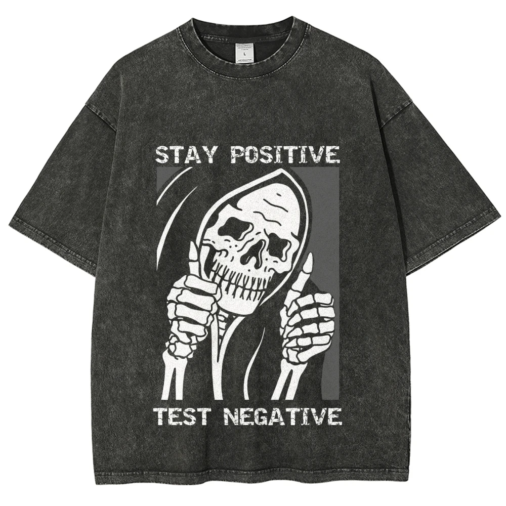 

Sobriety Skull Retro Print Black T-Shirts Heavy Weight Washed Pure 100% Cotton 2025 New T Shirt Fashion Women Tops