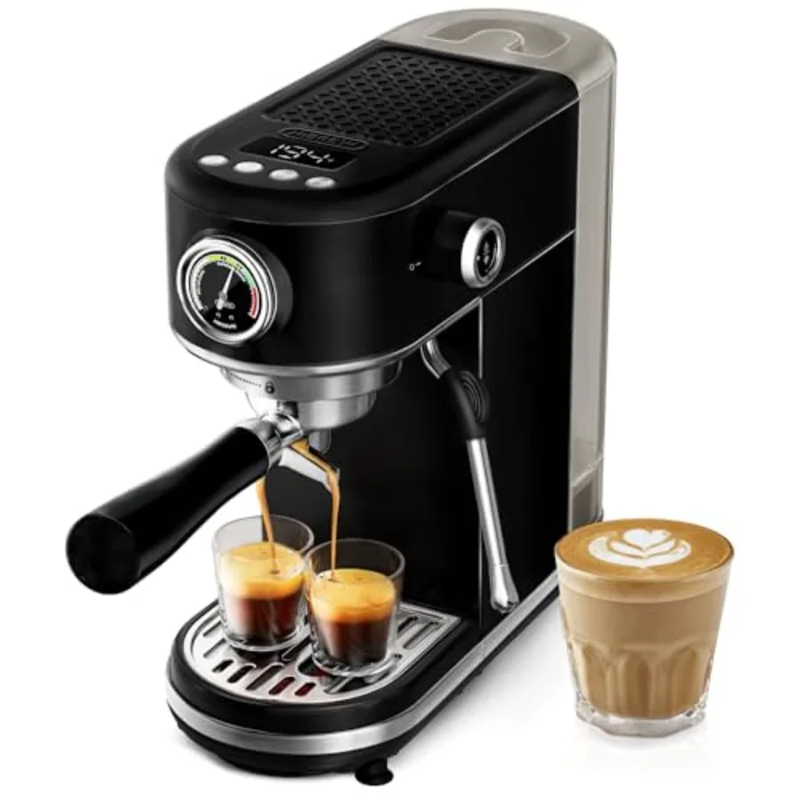 HIBREW H10B Máquina de café expreso de 51 mm para uso doméstico y cafetería Temperatura y configuración de volumen de taza totalmente ajustables Digita inteligente