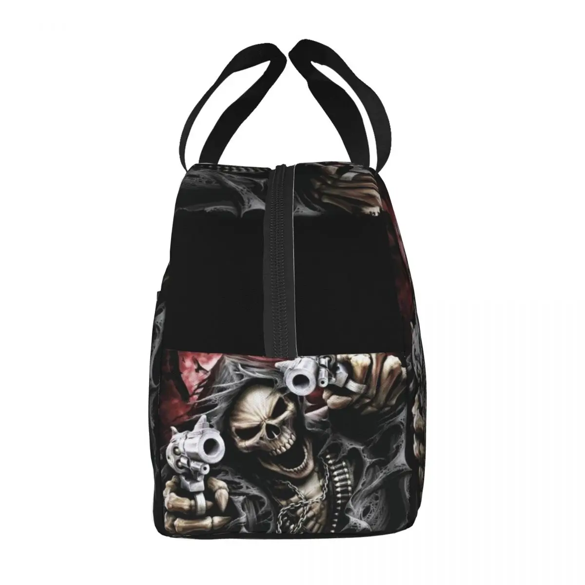 Death Skull Lunch Bag Portable Horror Skeleton Thermal Cooler Insulated Bento Box For Women Kids Camping Travel Food Tote Bags