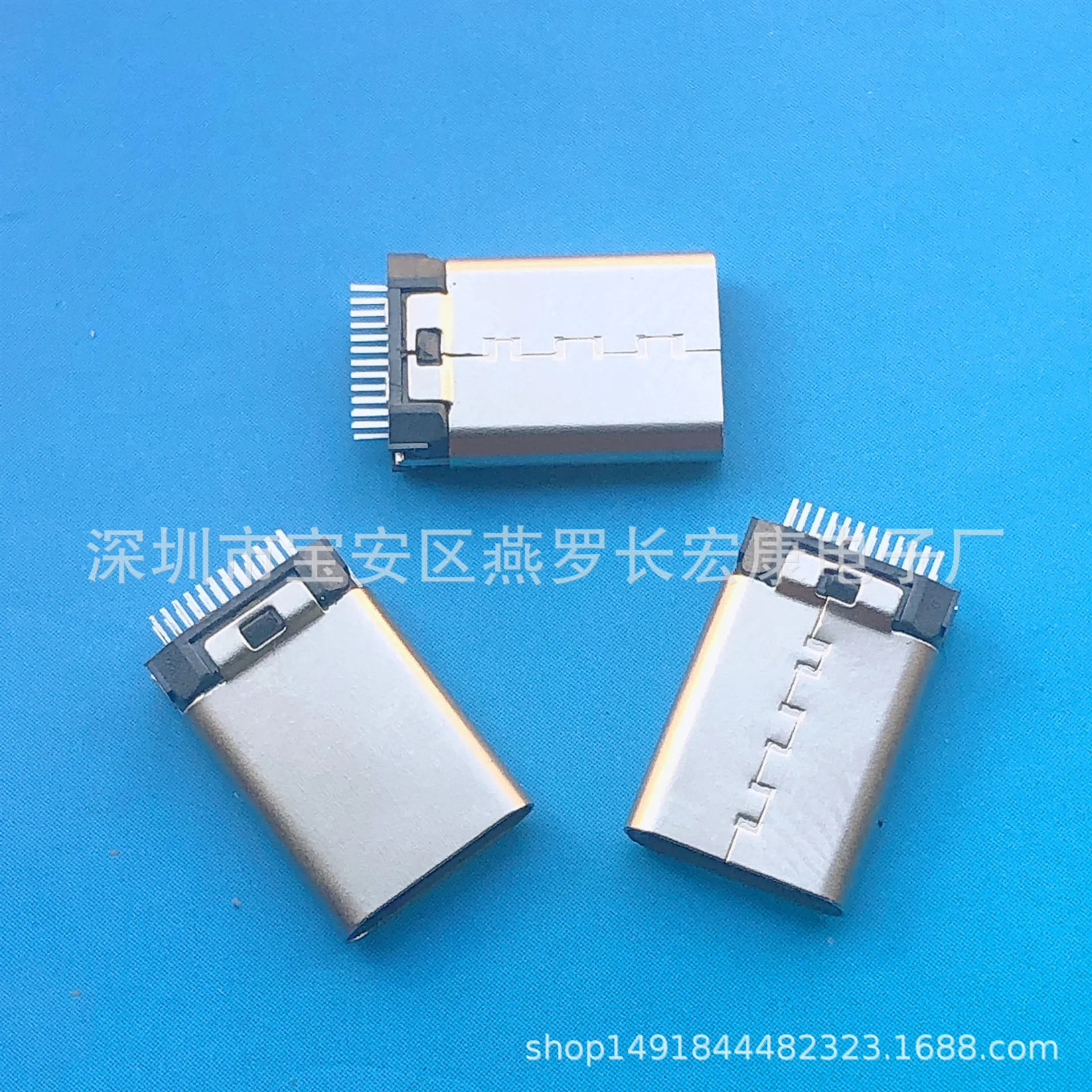 For TYPE-C 24p Male, Splint, Extended, Long Body, No Foot, Straight Pin, Riveting, Connector