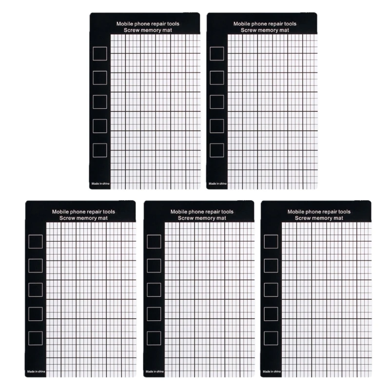 E7CD Repair Benches Screw Organizers Mat, 5 Pack Grids Layout Pad