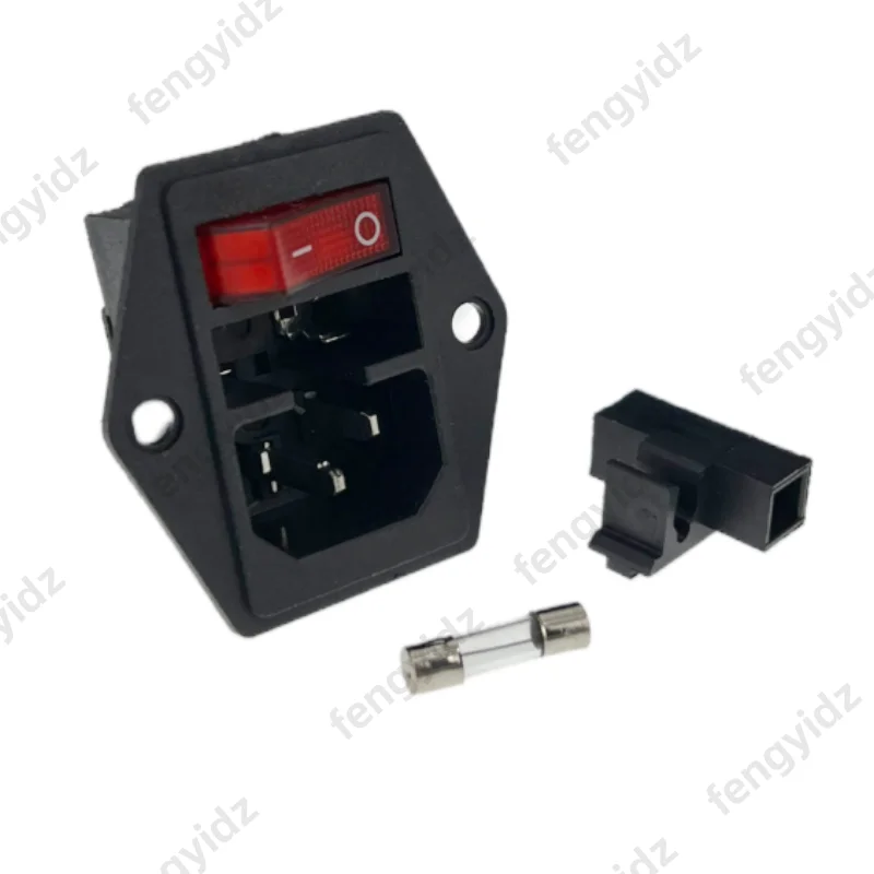 IEC320 C14 مقبس التيار المتردد الكهربائي 3 دبوس الأحمر LED 250 فولت الروك التبديل 10A الصمامات أنثى ذكر مدخل موصل قابس جزءا لا يتجزأ من المقبس جبل