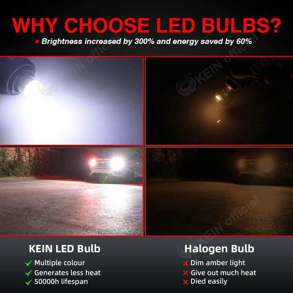 KEIN P21W BA15S BAY15D 1157 P21/5W 1156 Led Bulb R5W R10W Strobe Flash Brake Reverse Signal Lamp Truck Car Parking Light 12V 24V