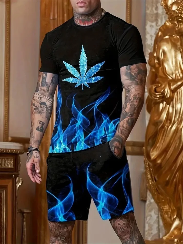 Camiseta de manga corta con cuello redondo para hombre, ropa deportiva con patrón de llama impreso en 3D, Top informal de gran tamaño, pantalones