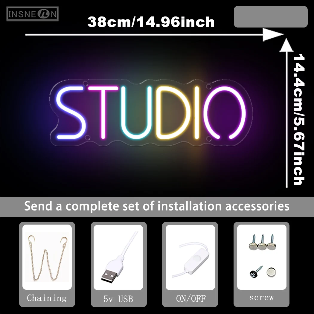 Studio LED Neon Light Sign for Home Tattoo Room Art Wall Sign Decoration Recording Studio Business Shop Signboard Wall Decor