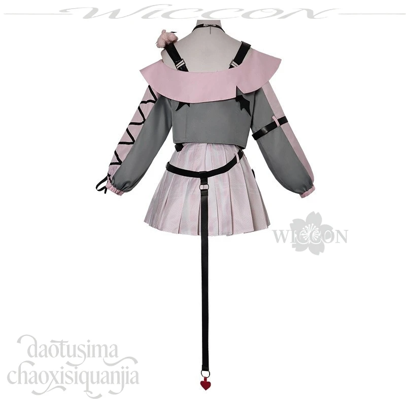Project Sekai Mizuki Akiyama Jirai Kei Cosplay Outfit | Pink Gray Coat Dress for Christmas & Halloween Party 2026
