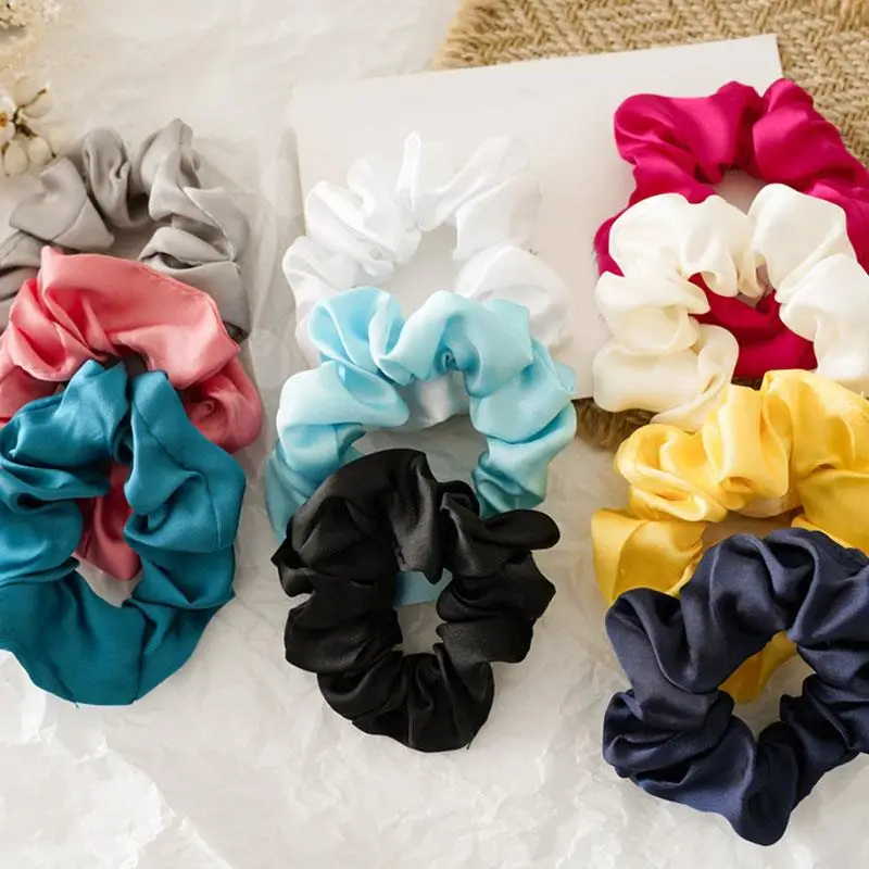 

Silk Satin Scrunchies Women Hair Rope Summer Elegant Ponytail Holder Rubber Band Elastic Hairband Hair Accessories