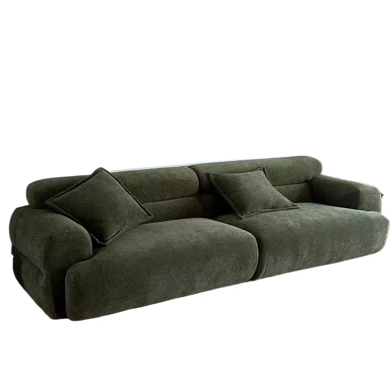 

French retro dark green lamb wool fabric sofa